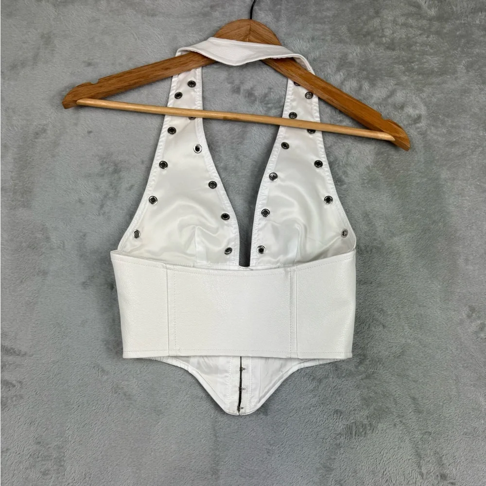Princess Polly Palladia‎ Jordy Grommet Faux leather corset halter top new  Sz 2